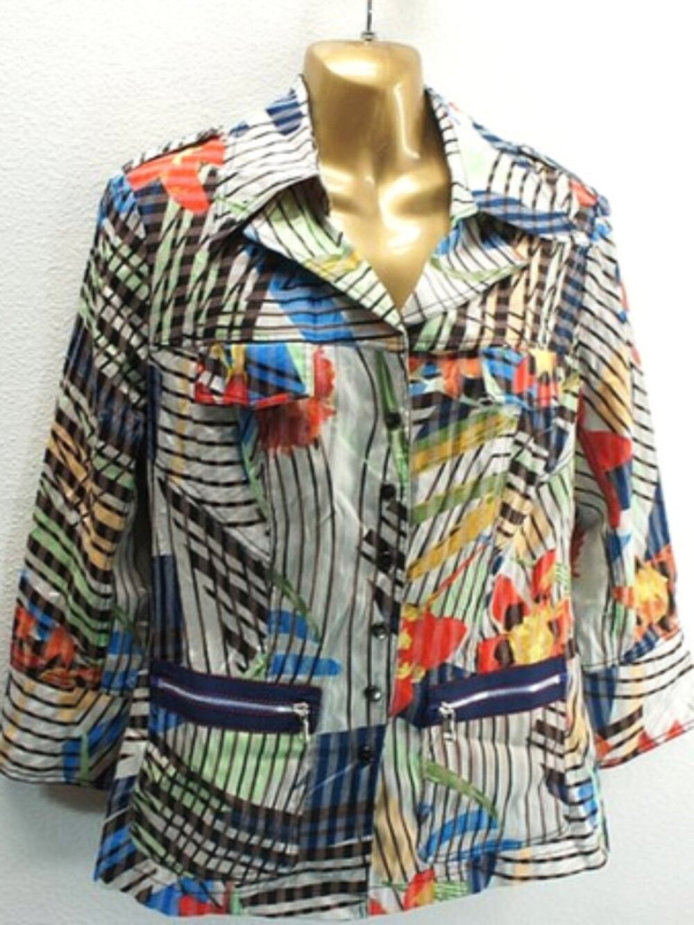 Alberto Makali Multi Colored Snap Jacket size 8